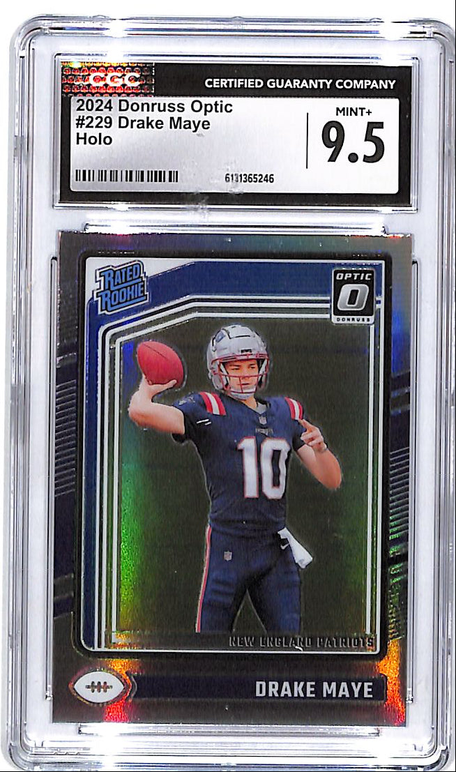 2024 Donruss Optic Drake Maye Rated Rookie RC Holo #229 CGC 9.5 Patriots