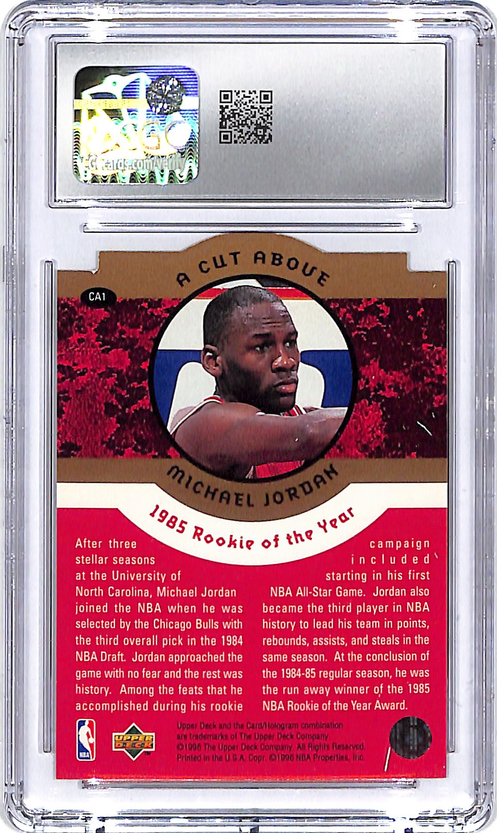 1996-97 Collector's Choice Michael Jordan A Cut Above CGC 9.5 Bulls
