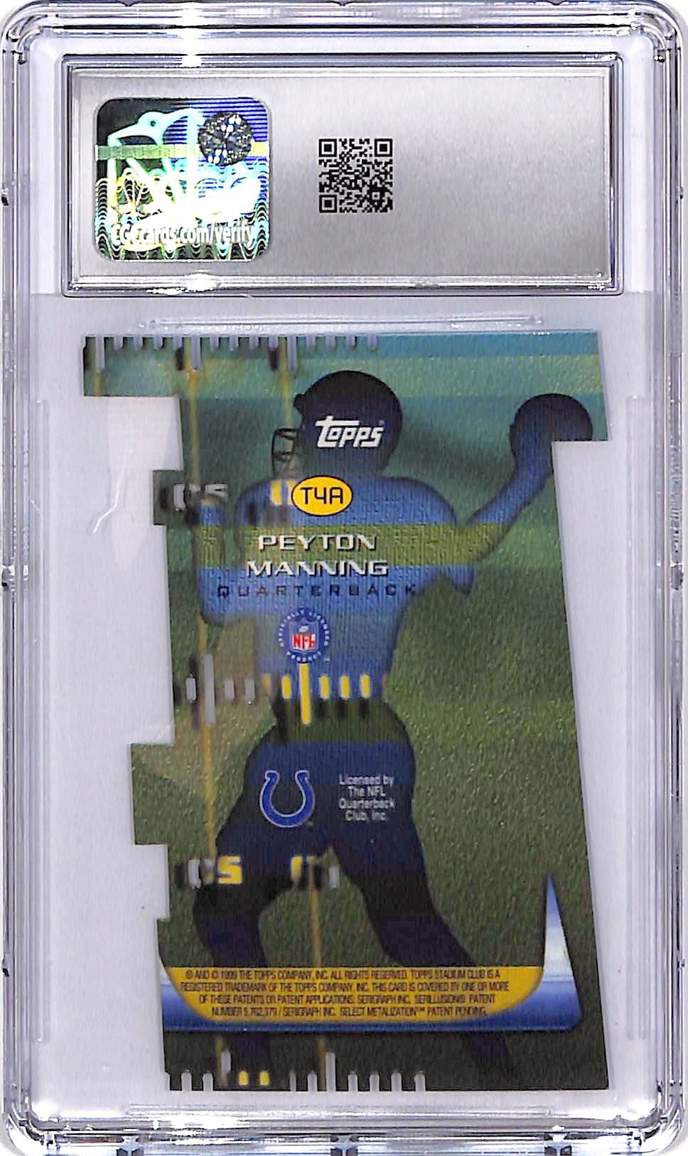 1999 Stadium Club Peyton Manning Luminous 3x3 CGC 9 Colts