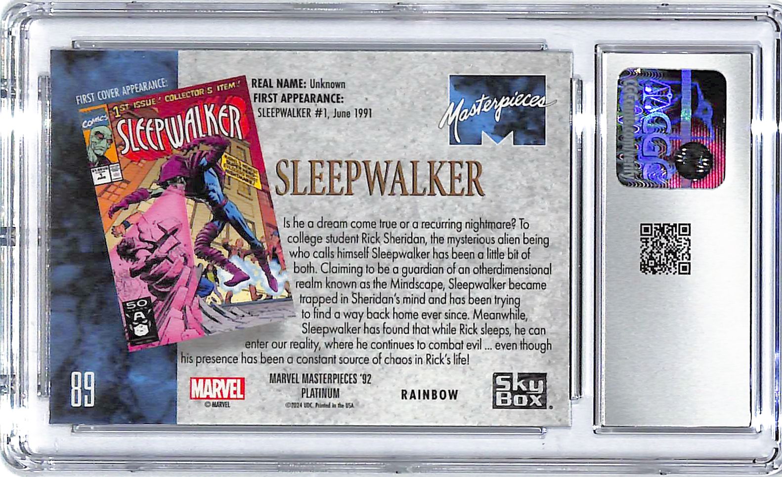 2024 Sleepwalker UD Marvel Masterpieces '92 Rainbow  #89 CGC Gem Mint 10