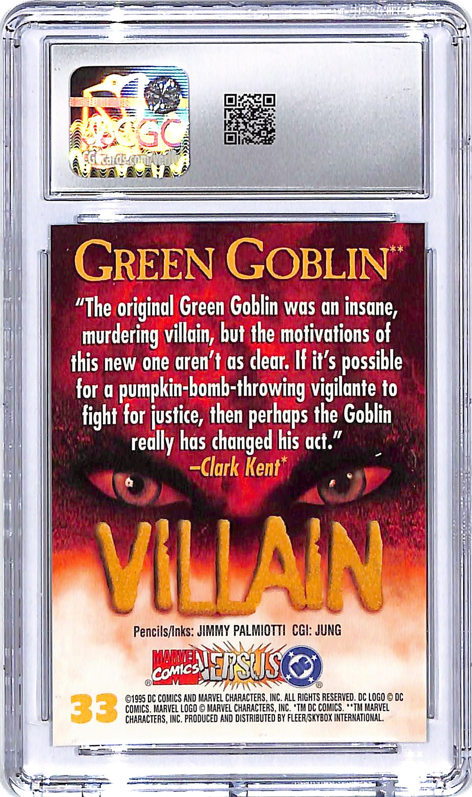 1995 Fleer Skybox DC vs Marvel Comics Green Goblin #33 CGC 9.5