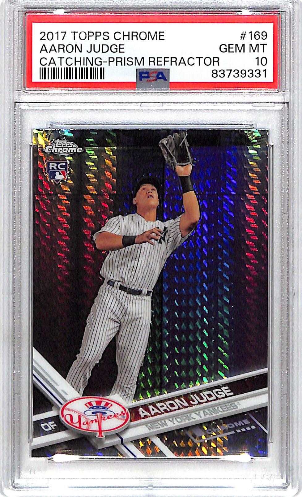 2017 Topps Chrome Aaron Judge Rookie RC Prism Refractor PSA 10 Yankees