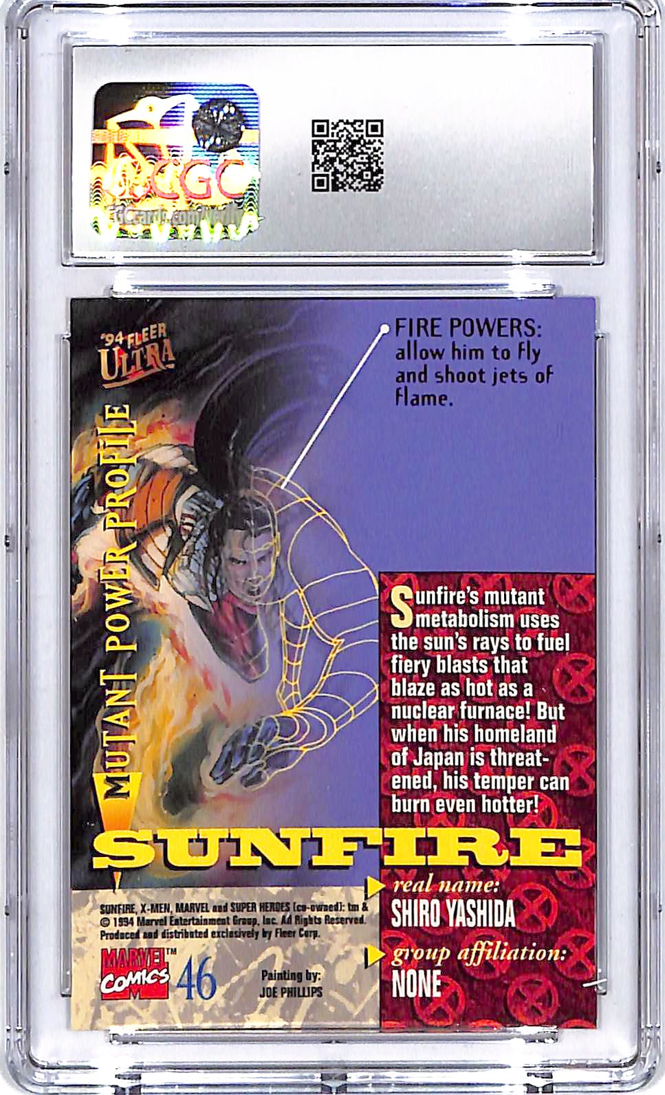 1994 Fleer Ultra X-Men Sunfire #46 CGC 9.5
