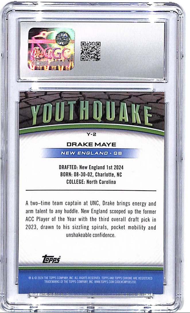 2024 Topps Chrome Drake Maye Youthquake Rookie RC CGC 10 Patriots
