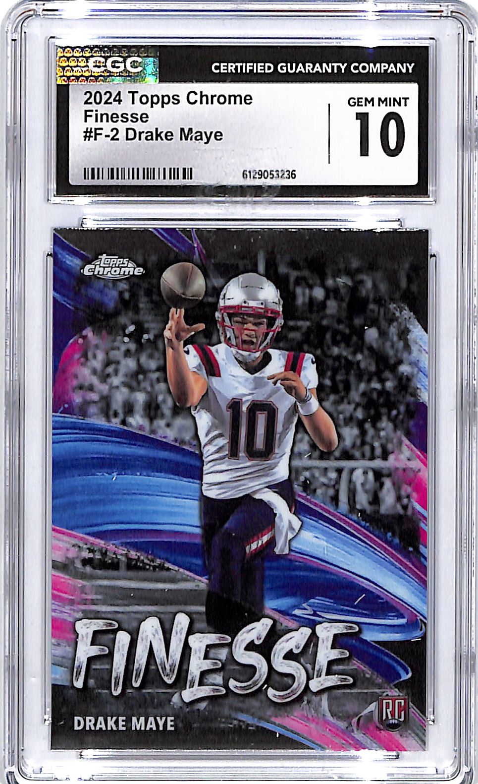 2024 Topps Chrome Drake Maye Finesse Rookie RC CGC 10 Patriots