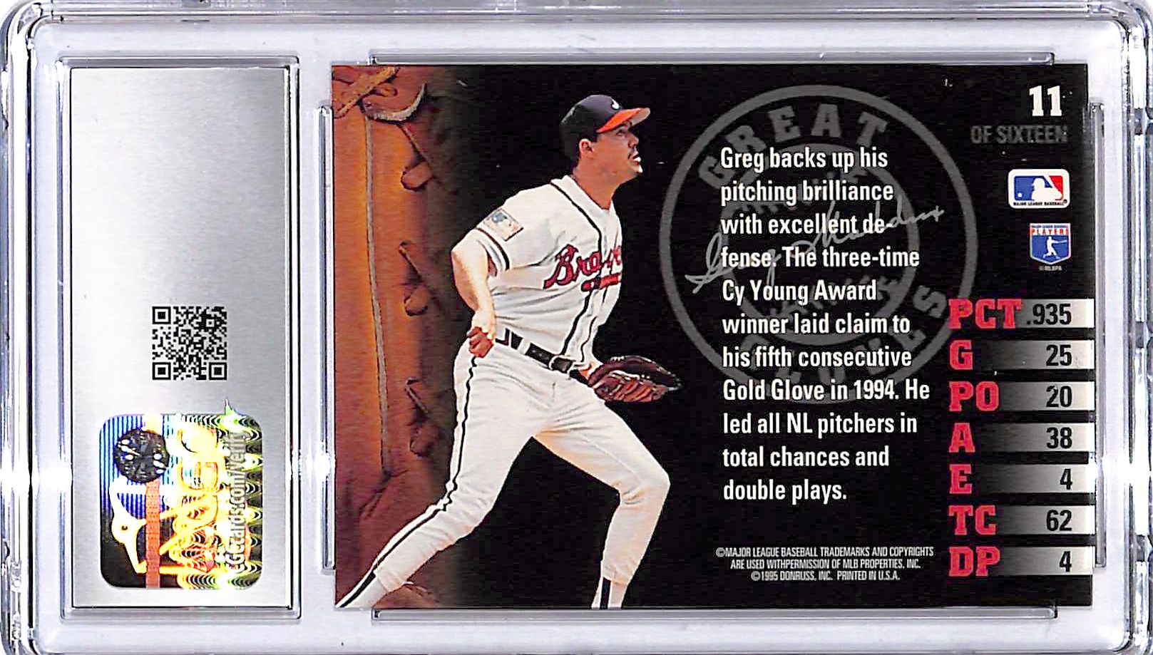1995 Leaf Greg Maddux Great Gloves #11 CGC 9.5 Braves