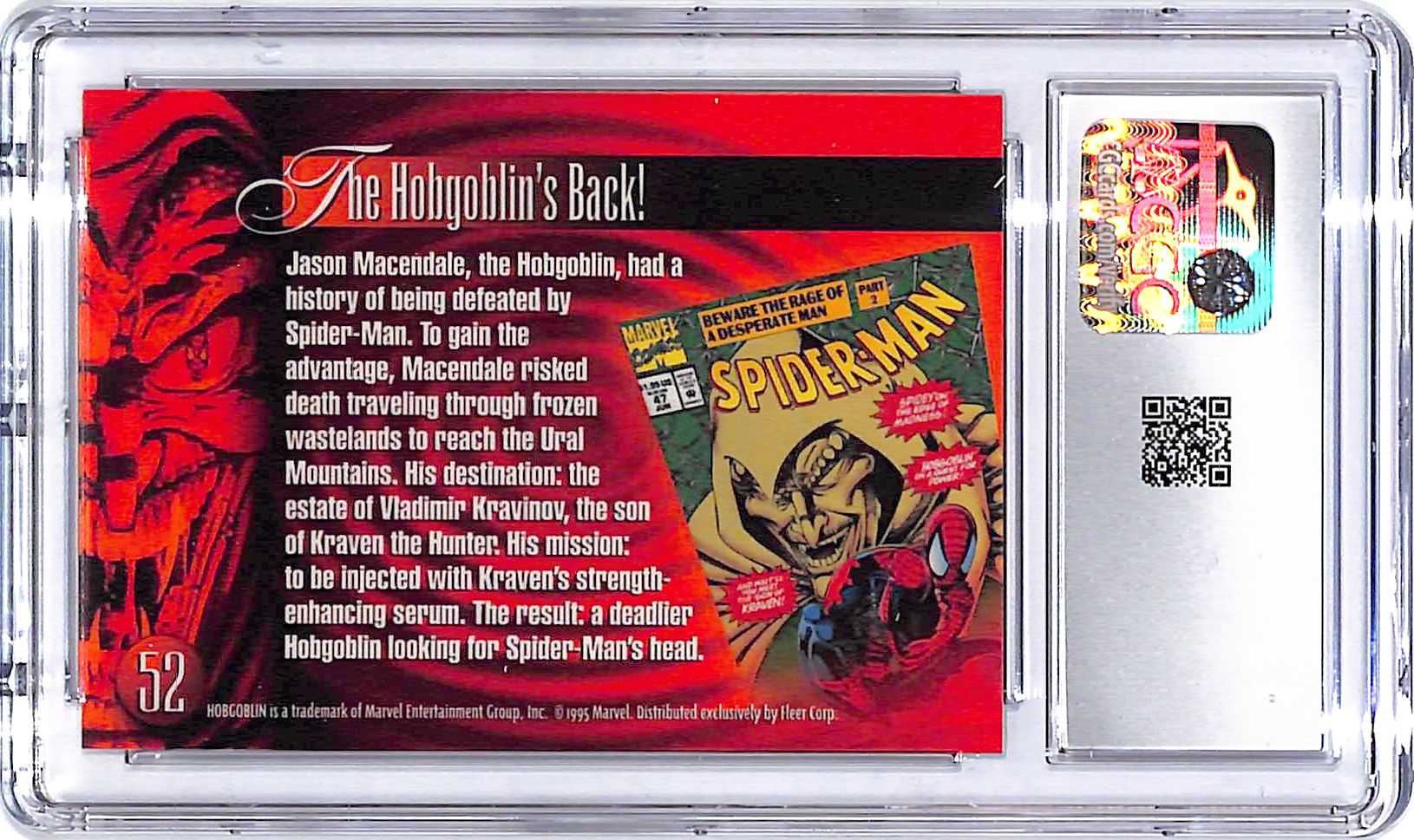 1995 Fleer Flair 95 Marvel Annual Hobgoblin #52 CGC 9.5