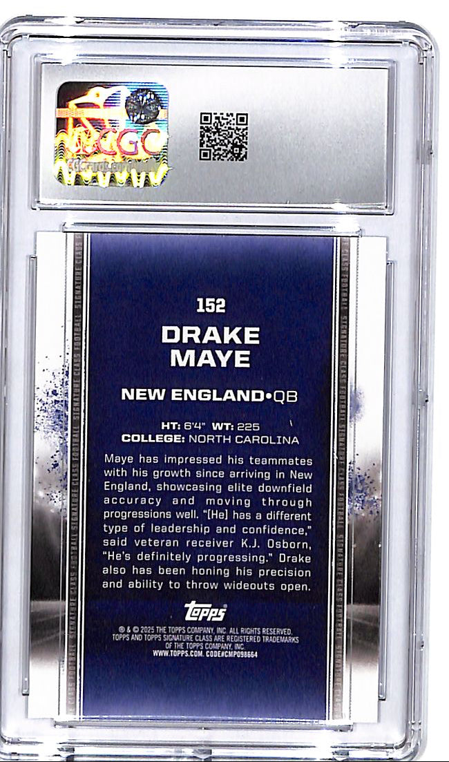 2024 Topps Signature Class Drake Maye Rookie RC #152 CGC 10 Patriots