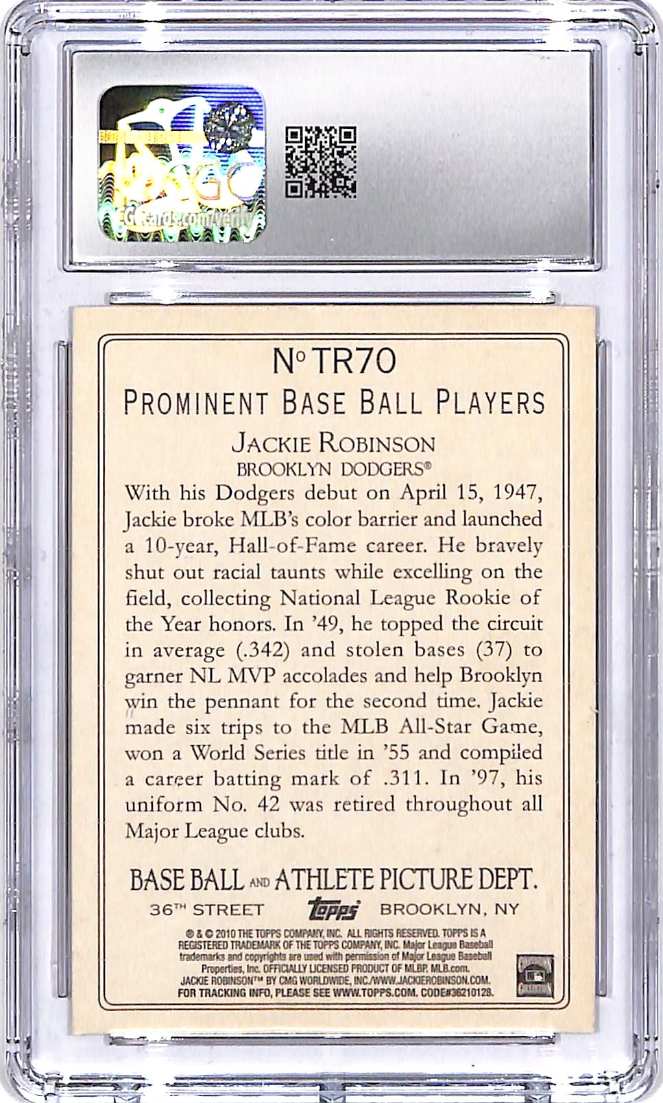 2010 Topps Turkey Red Jackie Robinson CGC 9.5 Dodgers