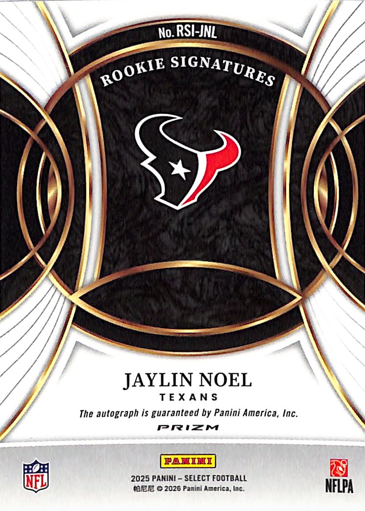 2025 Select Jaylin Noel Auto Autograph Rookie RC Silver Texans