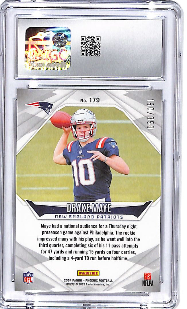 2024 Phoenix Drake Maye Rookie RC Fire Burst /350 CGC 10 Patriots