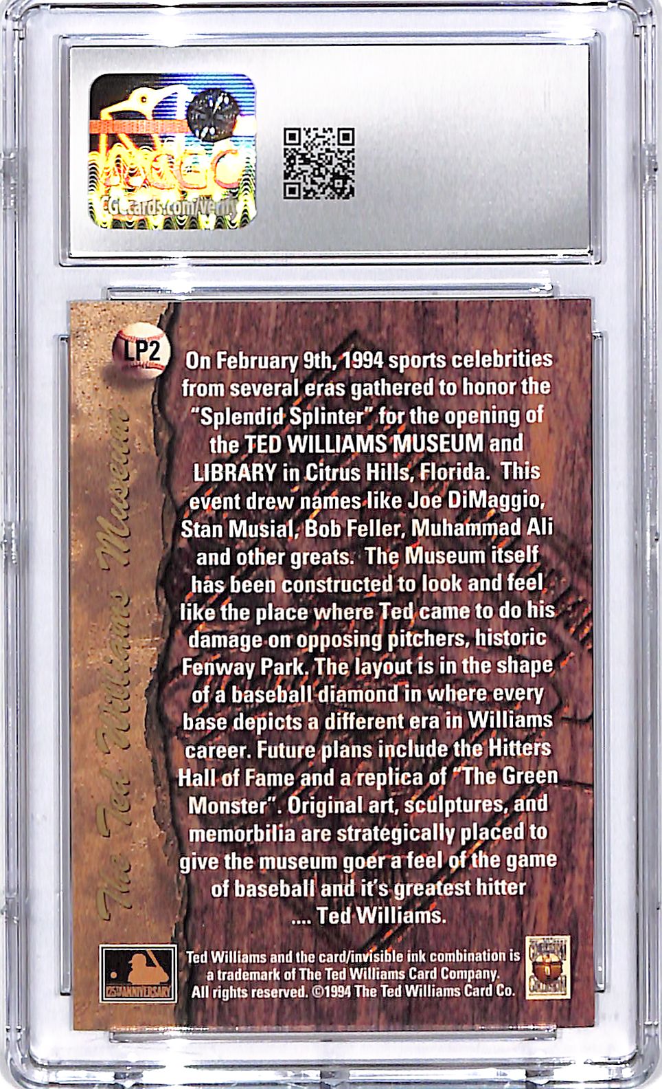1994 Ted Wiliams Co Ted Williams Limited Print CGC 9.5 Red Sox