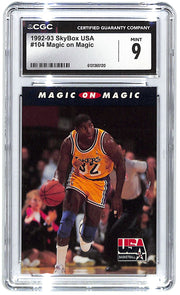 1992-93 Magic Johnson Skybox USA Magic on Magic #104 CGC Mint 9