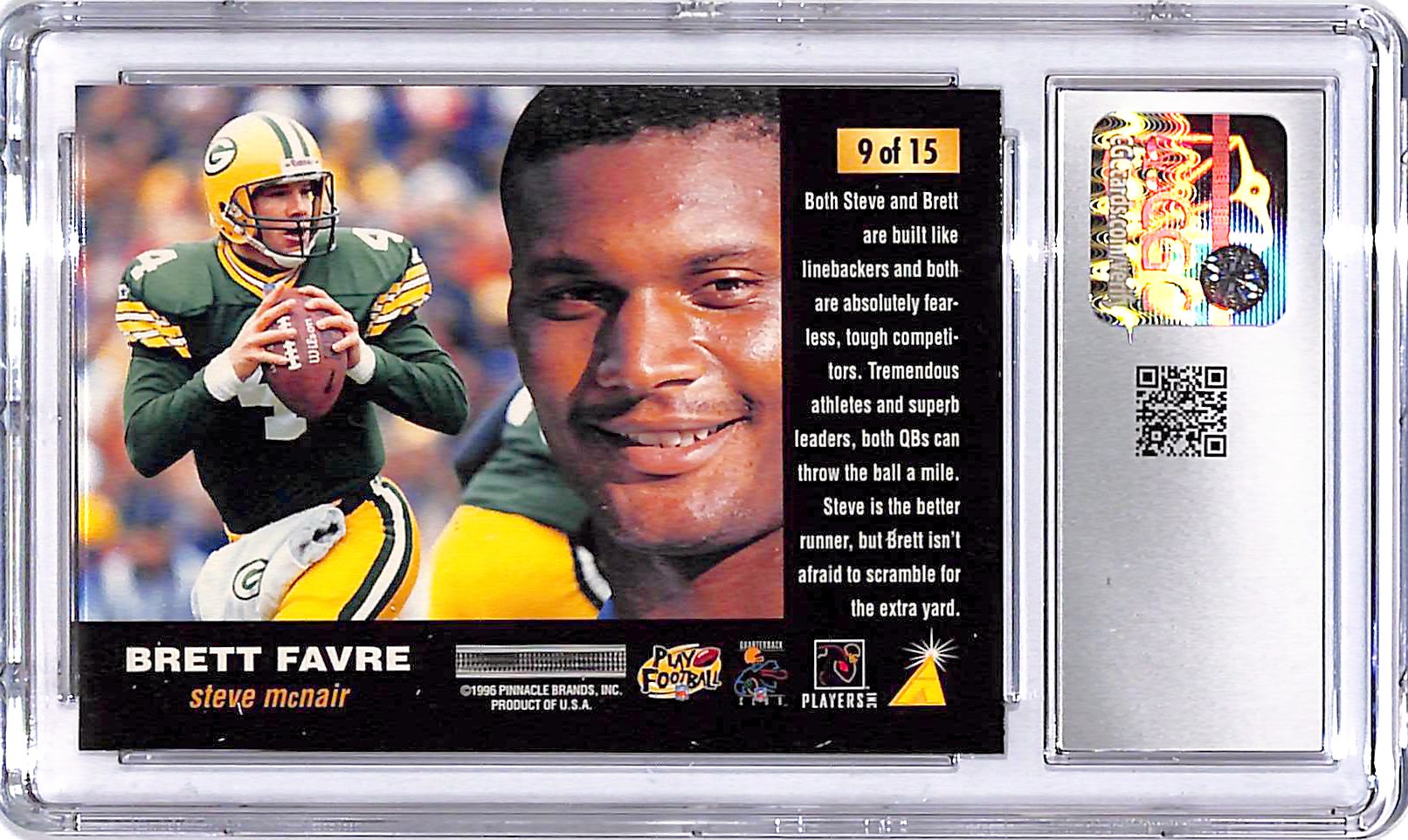 1996 Score Brett Favre Steve McNair Footsteps #9 CGC 9.5