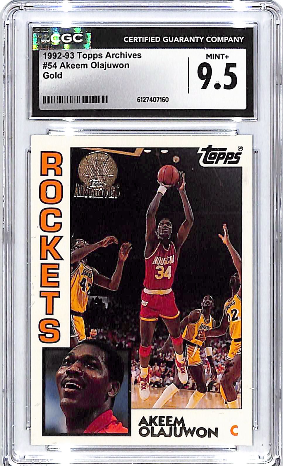 1992-93 Topps Archives Akeem Olajuwon Gold #54 CGC 9.5 Rockets
