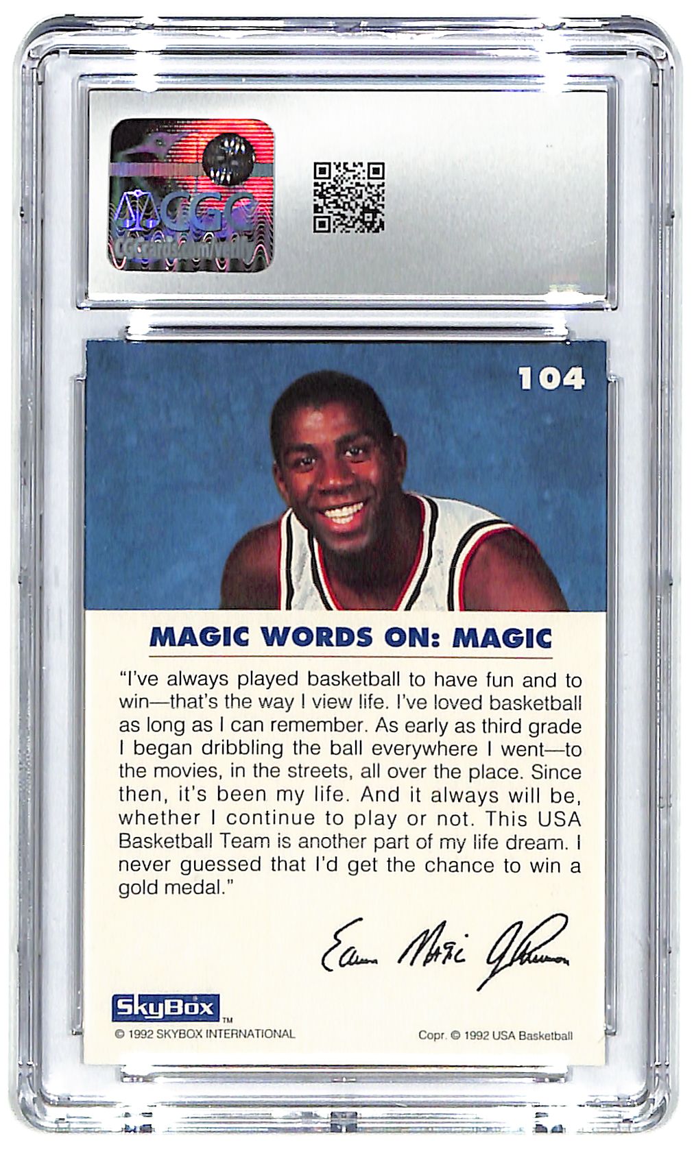 1992-93 Magic Johnson Skybox USA Magic on Magic #104 CGC Mint 9