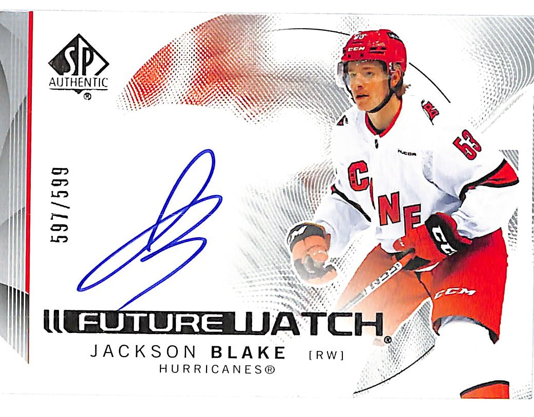 2024-25 SP Authentic Jackson Blake Auto Autograph Future Watch Rookie RC /599 Hurricanes