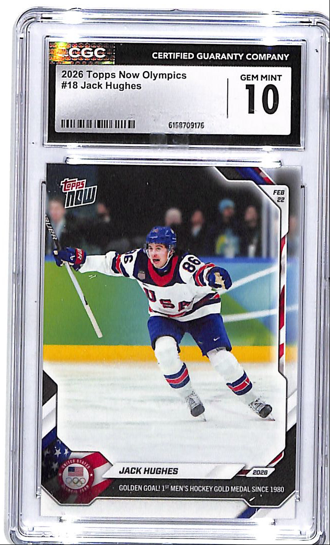 2026 Topps Now Olympics Jack Hughes #18 CGC 10 USA