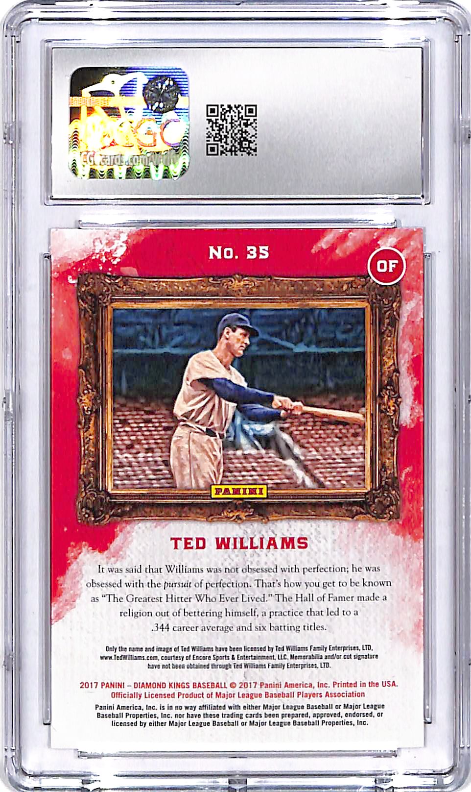 2017 Diamond Kings Ted Williams #35 CGC 10 Red Sox