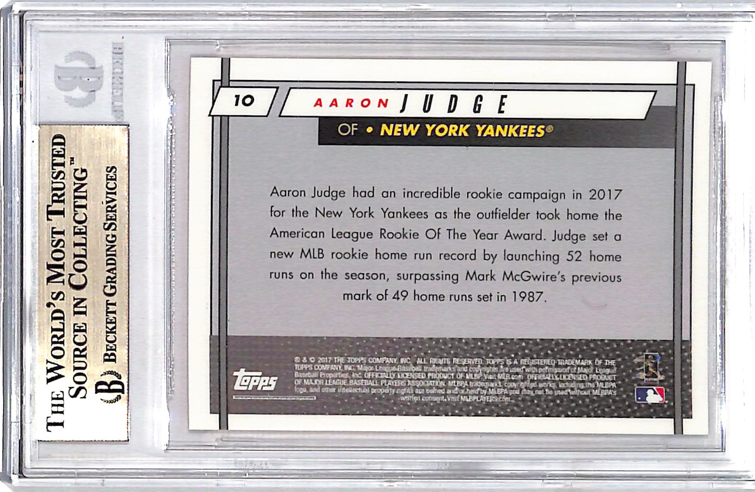 2017 Topps On Demand Aaron Judge Rookie Class Orange BGS 9.5 Yankees