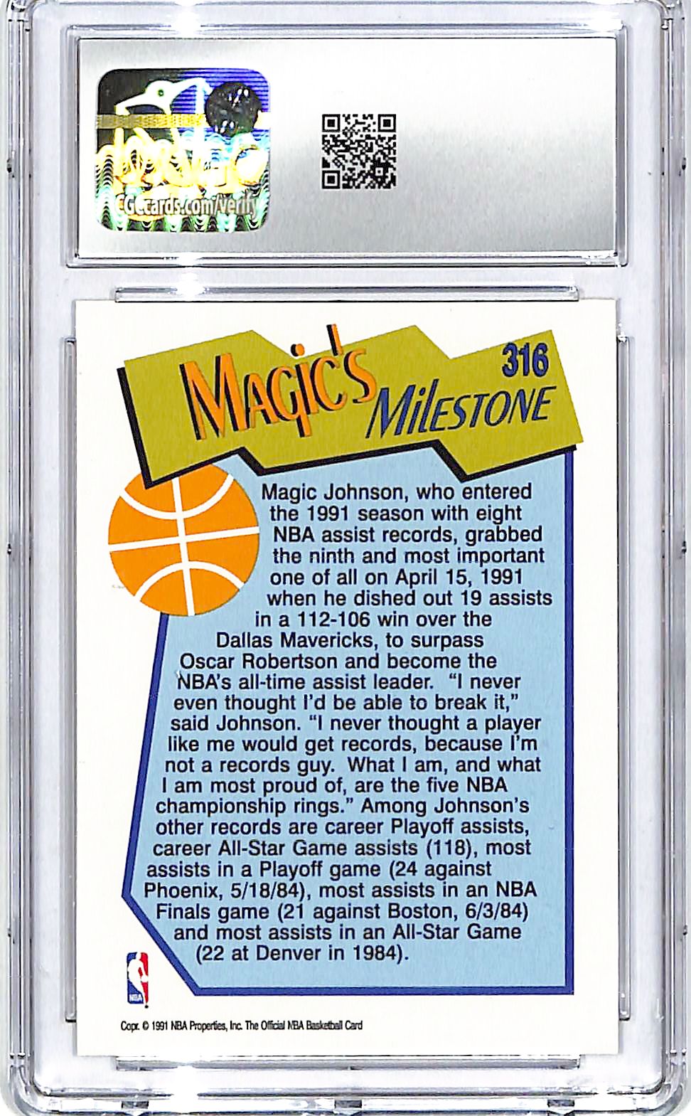 1991-92 Hoops Magic Johnson #316 CGC 9.5 Lakers