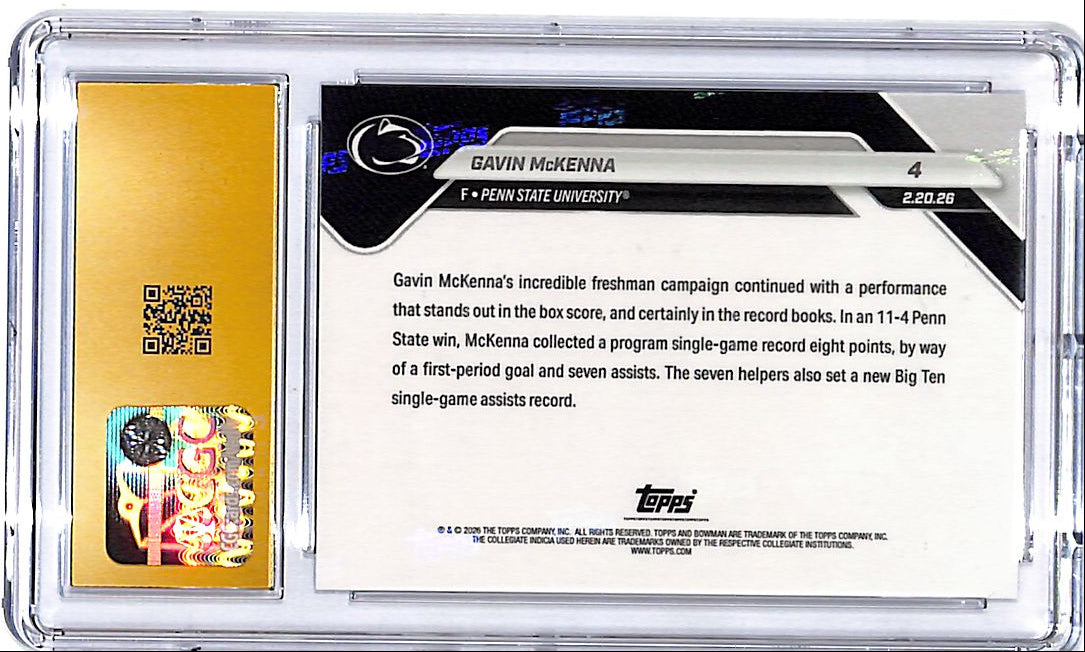 2025-26 Bowman University U Now Gavin McKenna #3 CGC 10 Pristine Penn State