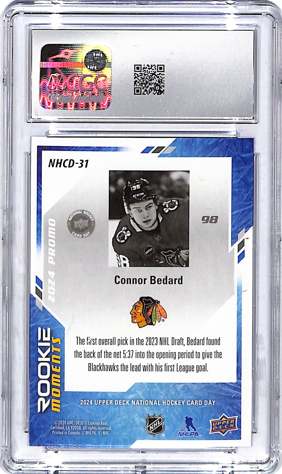 2024 Upper Deck National Hockey Card Day Connor Bedard Rookie RC CGC 10 Blackhawks