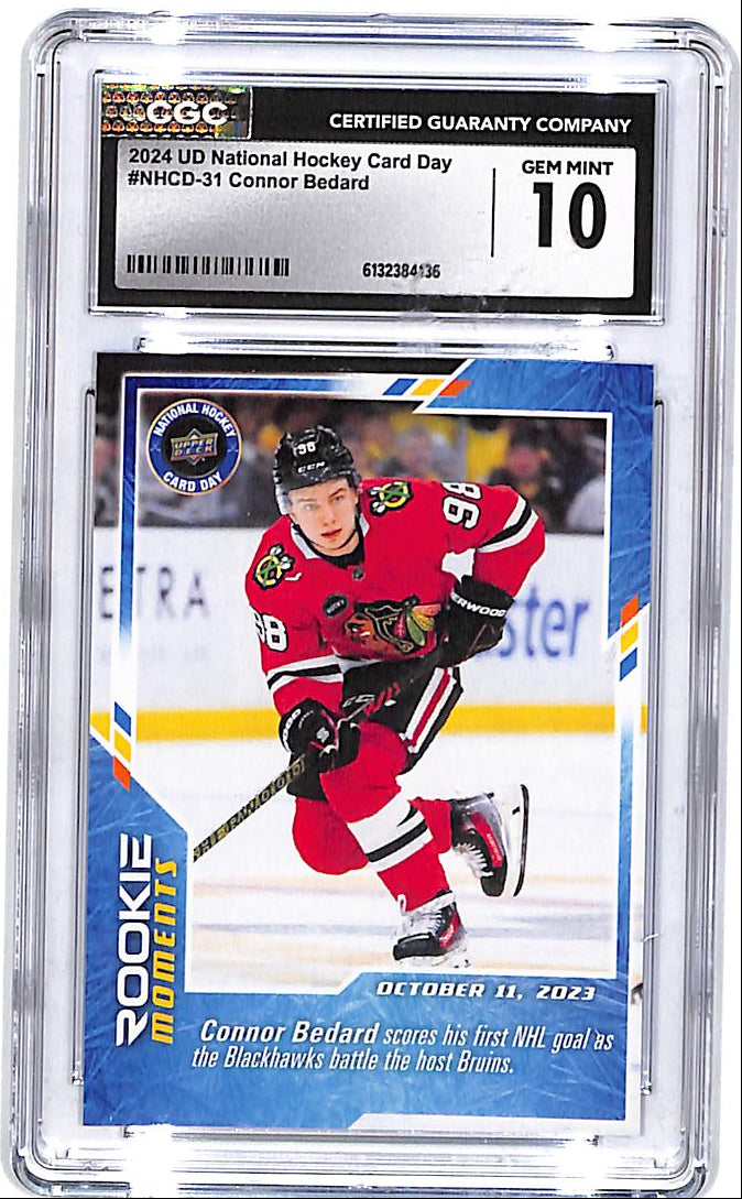 2024 Upper Deck National Hockey Card Day Connor Bedard Rookie RC CGC 10 Blackhawks