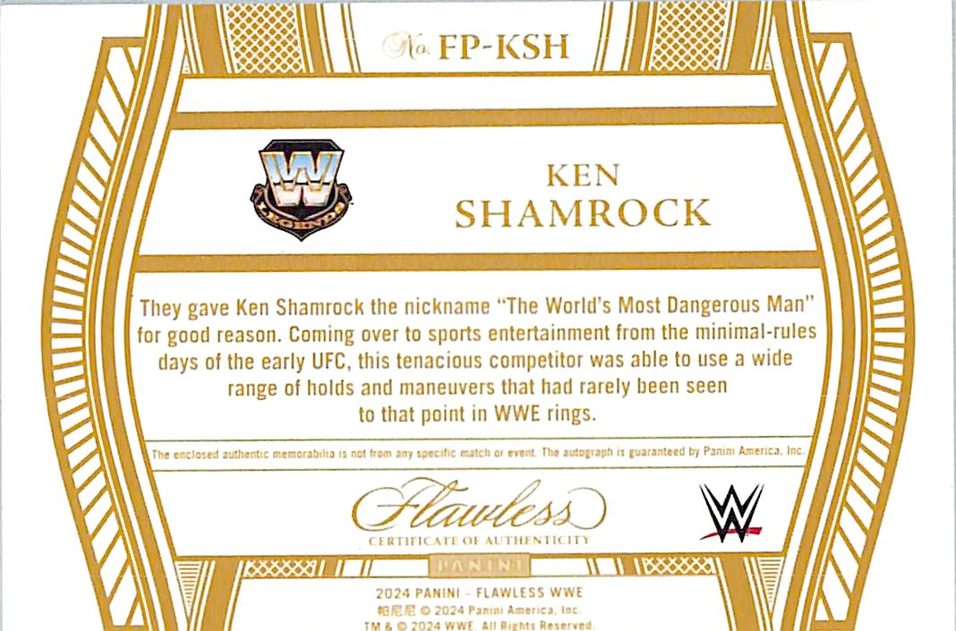 2024 Panini Flawless WWE Ken Shamrock Auto Autograph Patch Relic /25