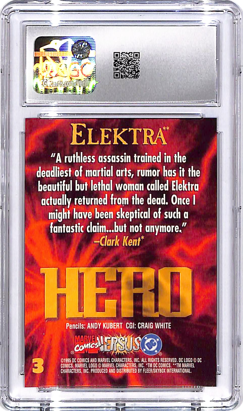 1995 Fleer Skybox DC vs Marvel Comics Elektra #3 CGC 10