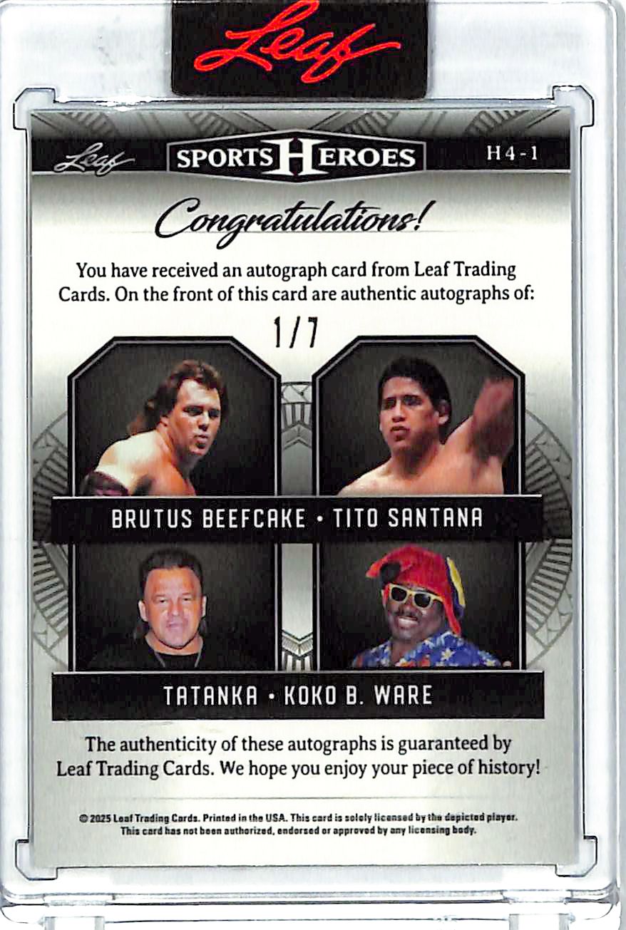 2025 Leaf Sports Heroes Brutus Beefcake Tito Santana Tatanka Koko B Ware Auto Autograph /7