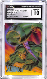 1995 Fleer Ultra Spider Man Scorpion Clear Chrome #7 CGC 10