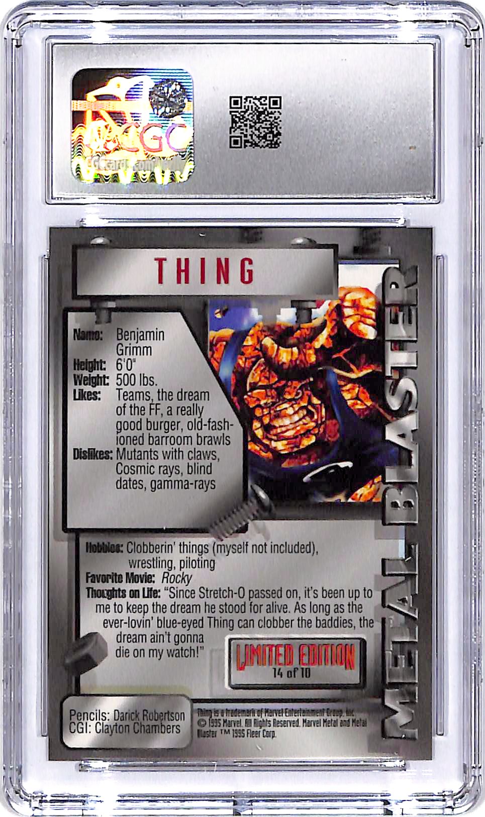 1995 Fleer Marvel Metal Thing Metal Blasters #14 CGC 10