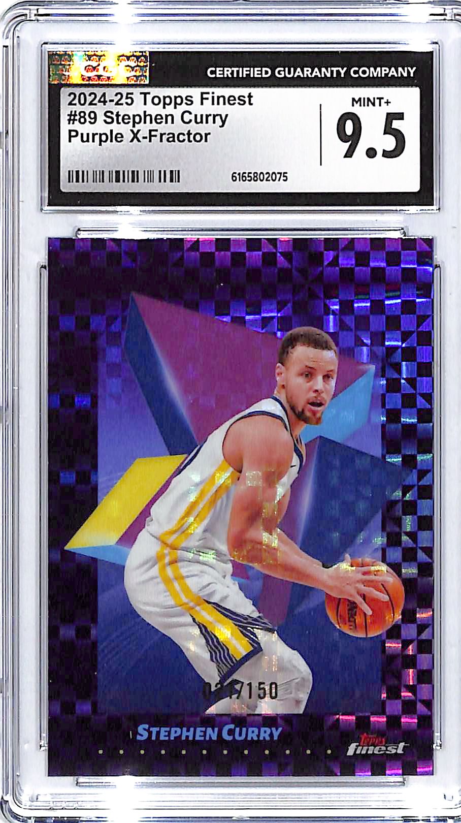 2024-25 Topps Finest Stephen Curry Purple X-Fractor /150 CGC 9.5 Warriors