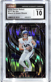2024 Select Bo Nix Rookie RC Black Green Shock #117 CGC 10 Broncos