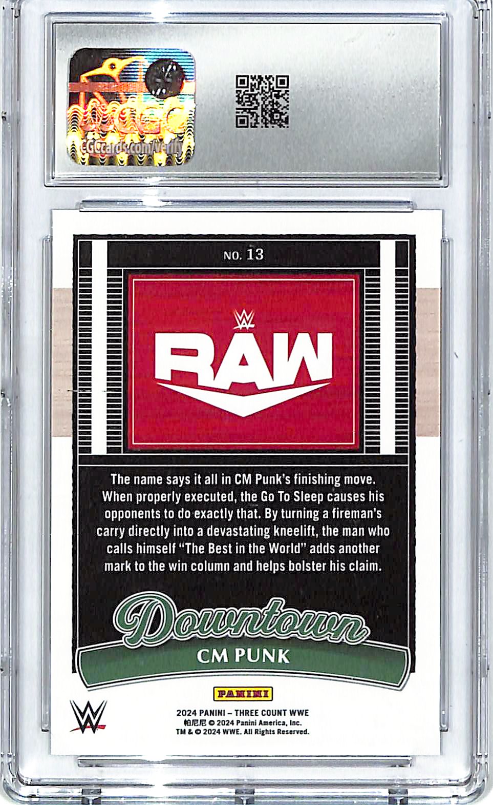 2024 Panini Three Count WWE CM Punk Downtown #13 CGC 9.5