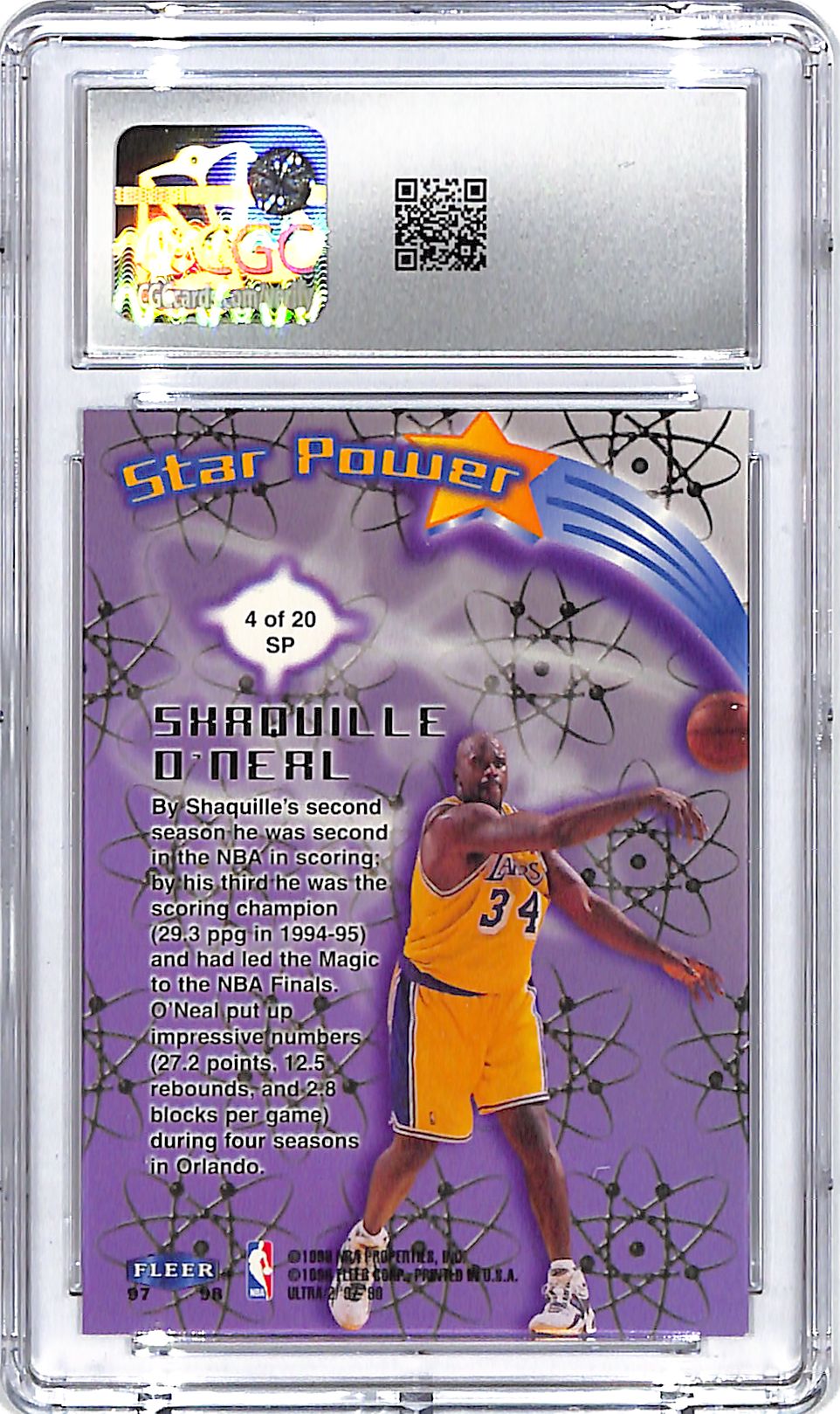 1997-98 Fleer Ultra Shaquille O'Neal Star Power CGC 9.5 Lakers