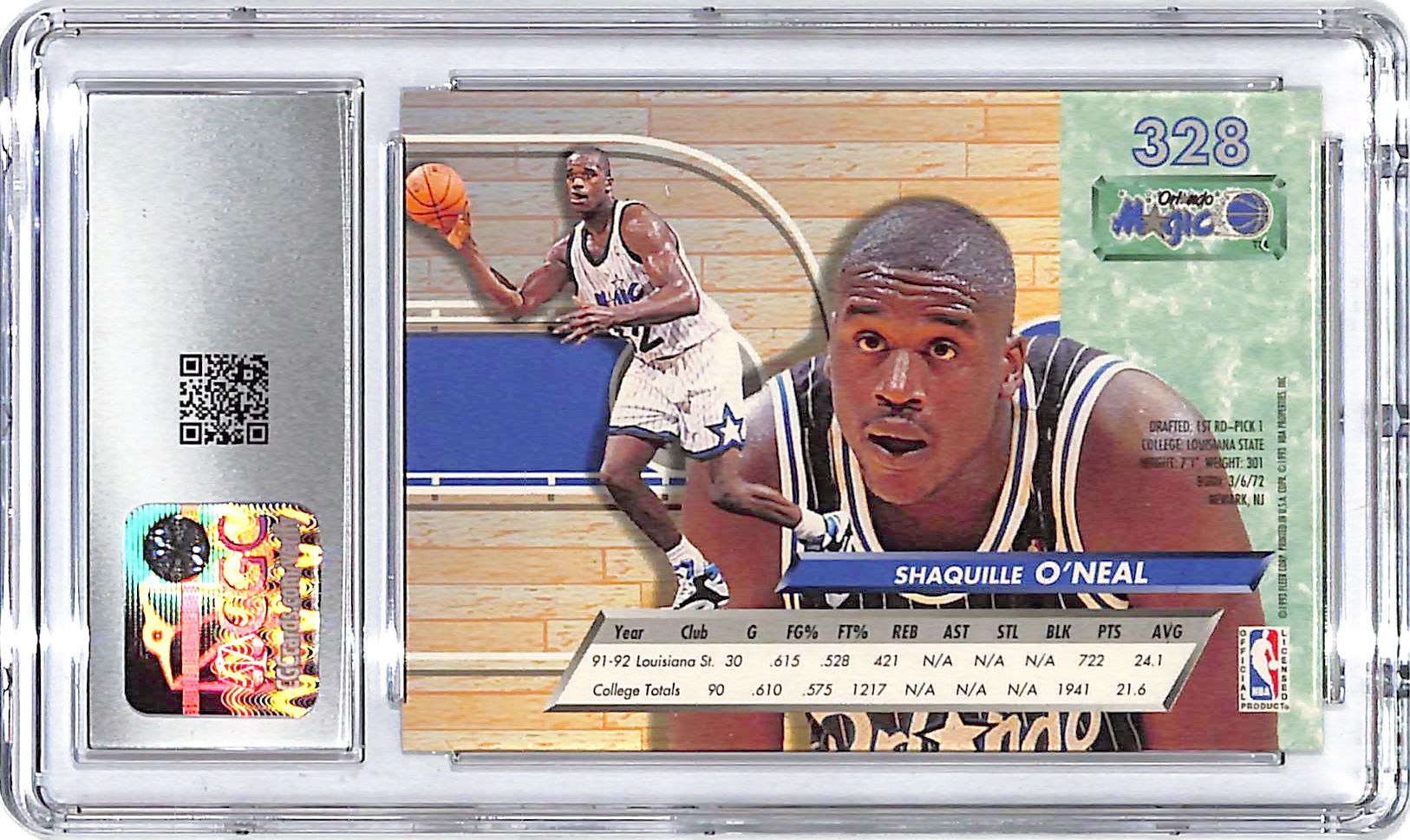1992-93 Fleer Ultra Shaquille O'Neal Rookie RC #328 CGC 9 Magic