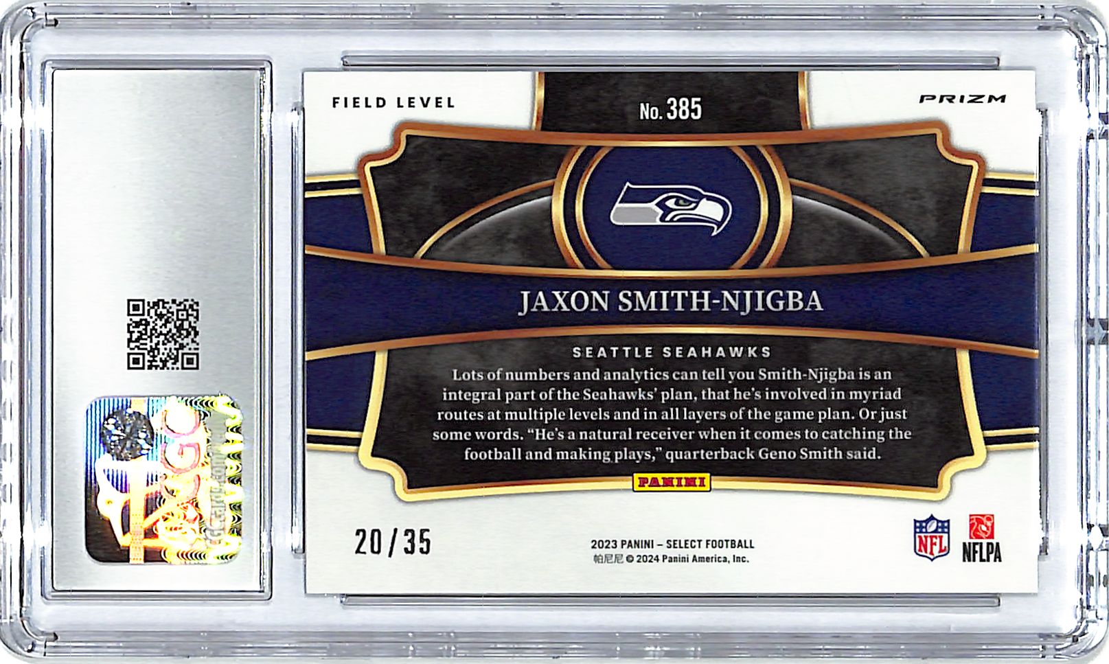 2023 Select Jaxon Smith-Njigba Rookie RC White Field Level /35 CGC 9.5 Seahawks