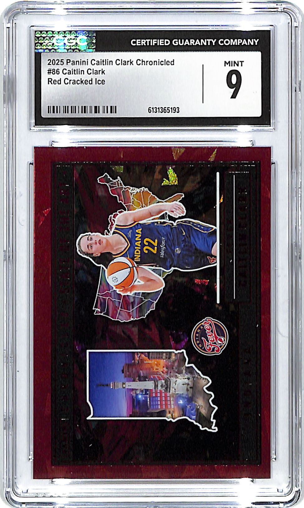 2025 Caitlin Clark Chronicled Red Cracked Ice #86 CGC 9 State of The Art