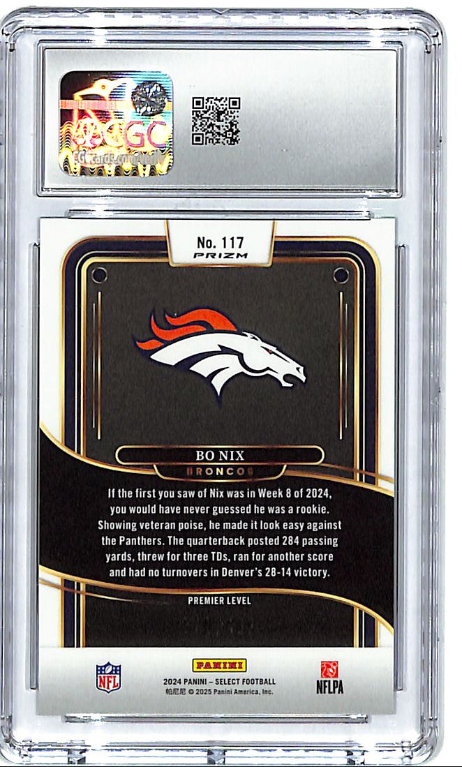 2024 Select Bo Nix Rookie RC Neon Green Shock /499 CGC 10 Broncos