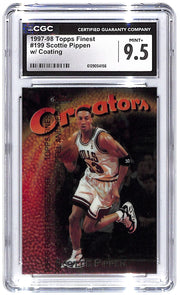 1997-98 Scottie Pippen Topps Finest w/Coating #199 CGC Mint Plus 9.5