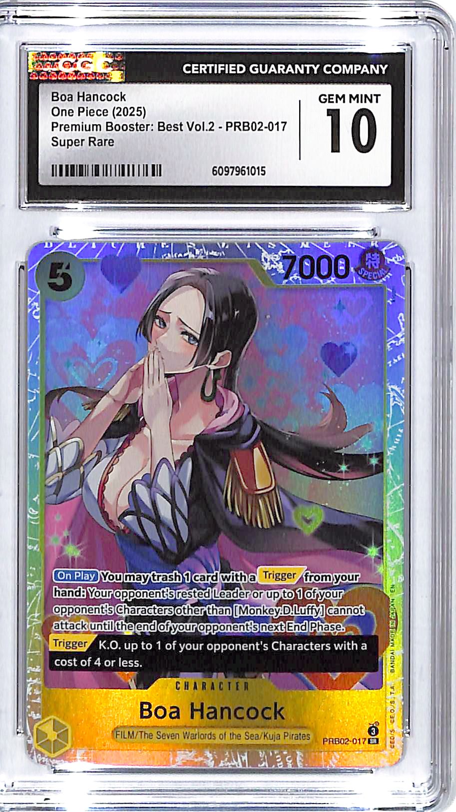 One Piece Premium Booster Best Vol 2 PRB02 Boa Hancock 017 Super Rare CGC 10