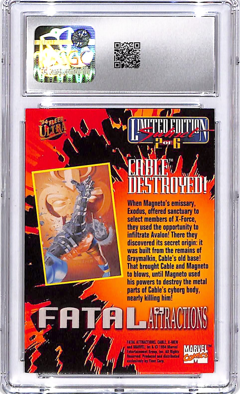 1994 Fleer Ultra X-Men Cable Destroyed Fatal Attractions #2 CGC 9.5