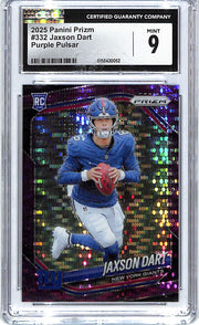 2025 Prizm Jaxson Dart Rookie RC Purple Pulsar #332 CGC 9 Giants