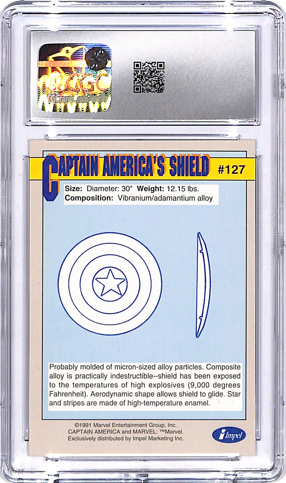 1991 Impel Marvel Universe Series Captain America's Shield #127 CGC 9.5