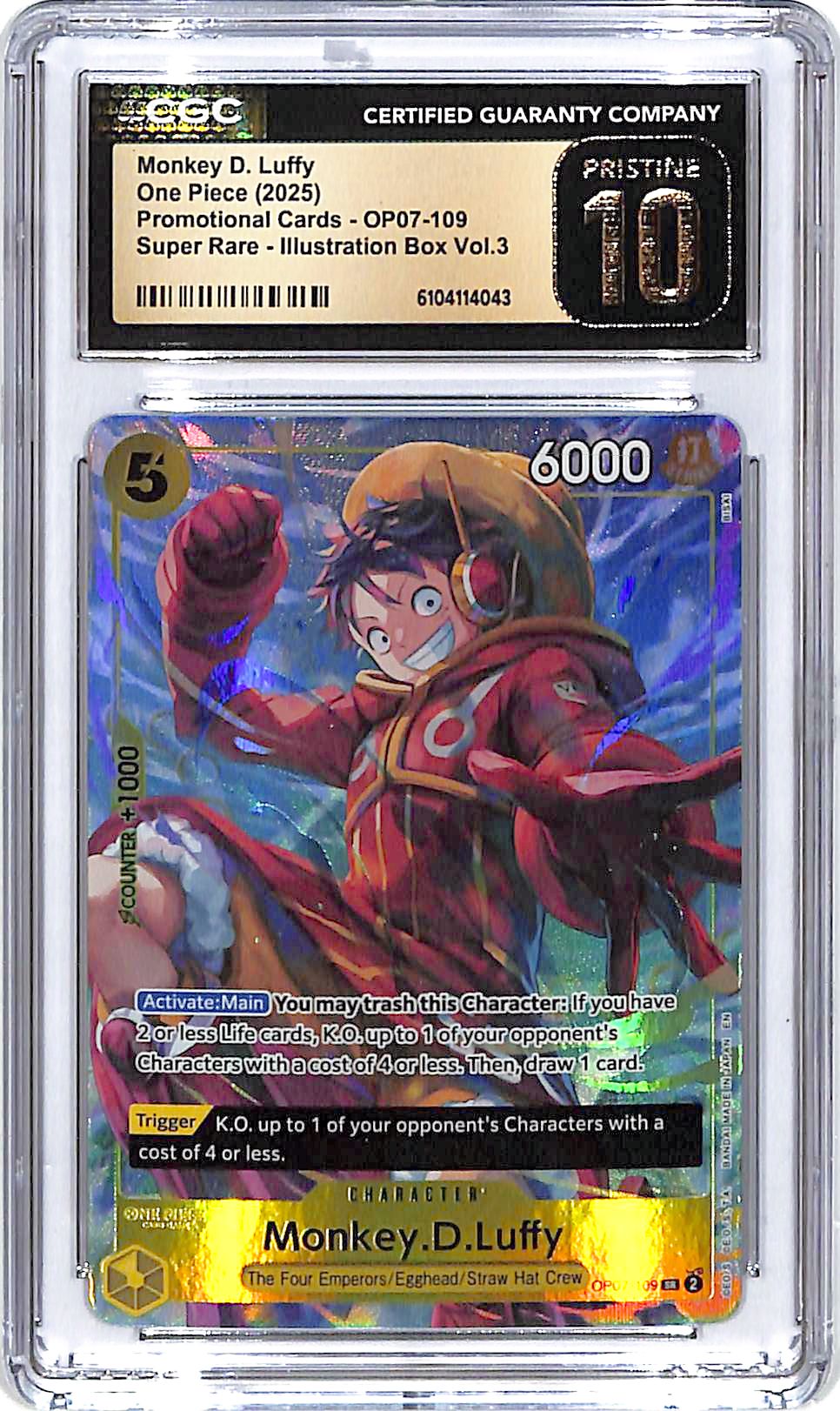 One Piece Promotional Cards Illustration Box Vol 3 OP07 Monkey D Luffy 109 CGC 10 Pristine
