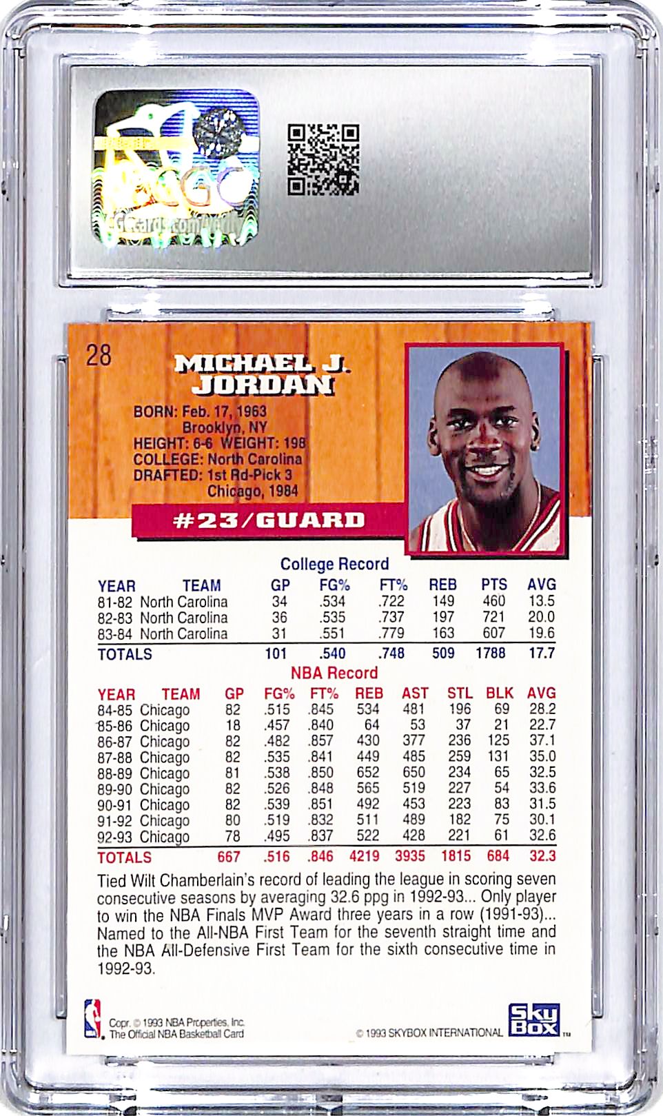 1993-94 Hoops Michael Jordan #28 CGC 9 Bulls
