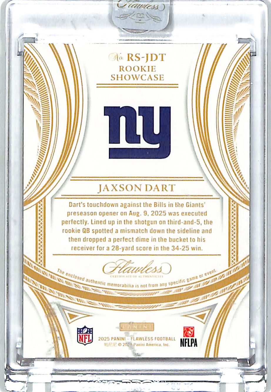 2025 Flawless Jaxson Dart Tag Patch Jersey Relic Rookie RC /25 Giants