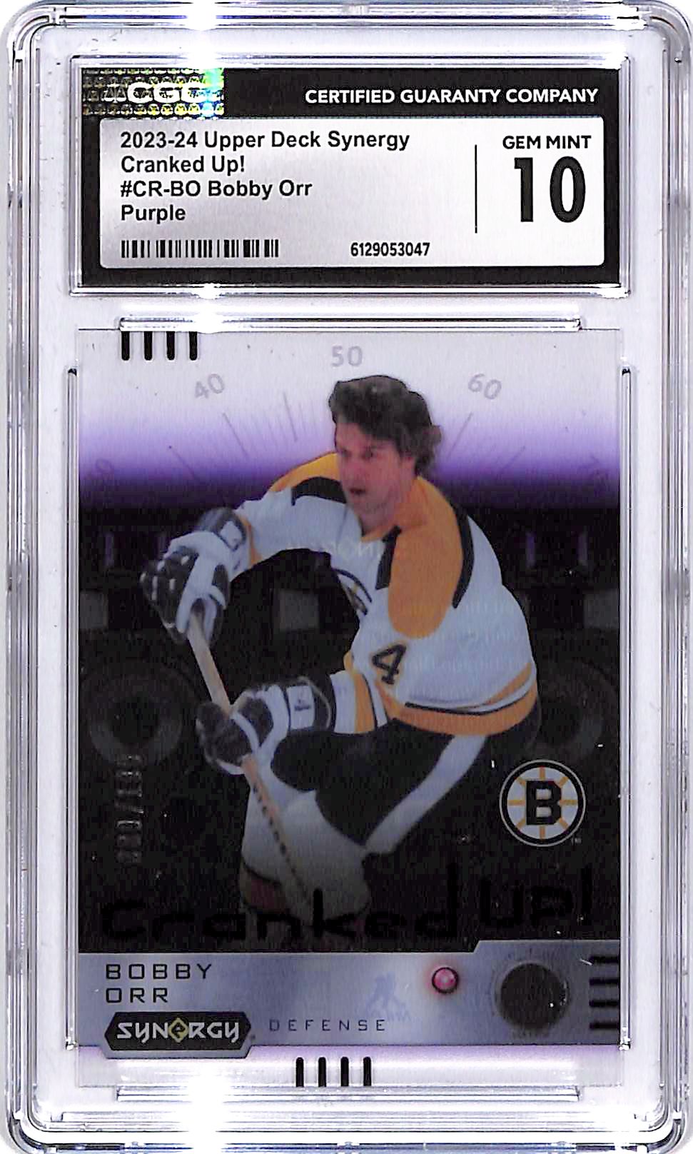 2023-24 Upper Deck Synergy Bobby Orr Cranked Up Purple /199 CGC 10 Bruins